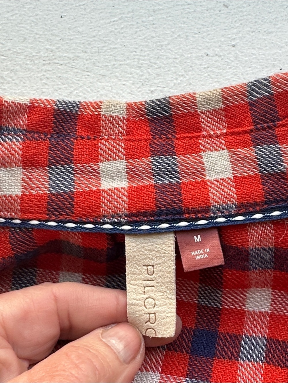 Pilcro Red and Navy Plaid Button-Down Shirt - Picture 5 of 6